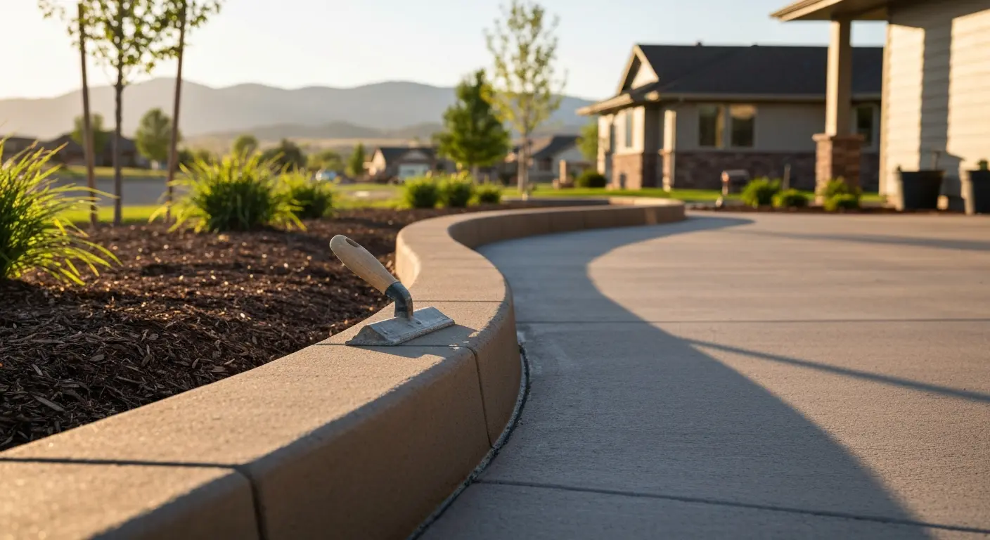 Decorative concrete curbing installation