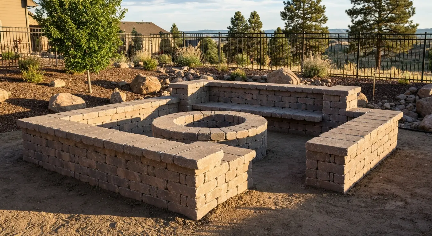 Built-in fire pit installation