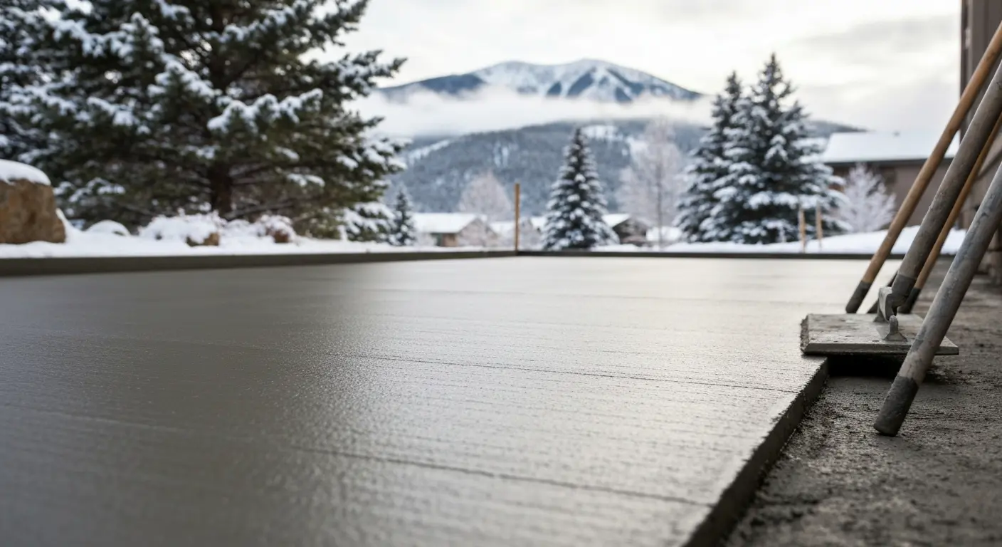 Mountain concrete project in winter