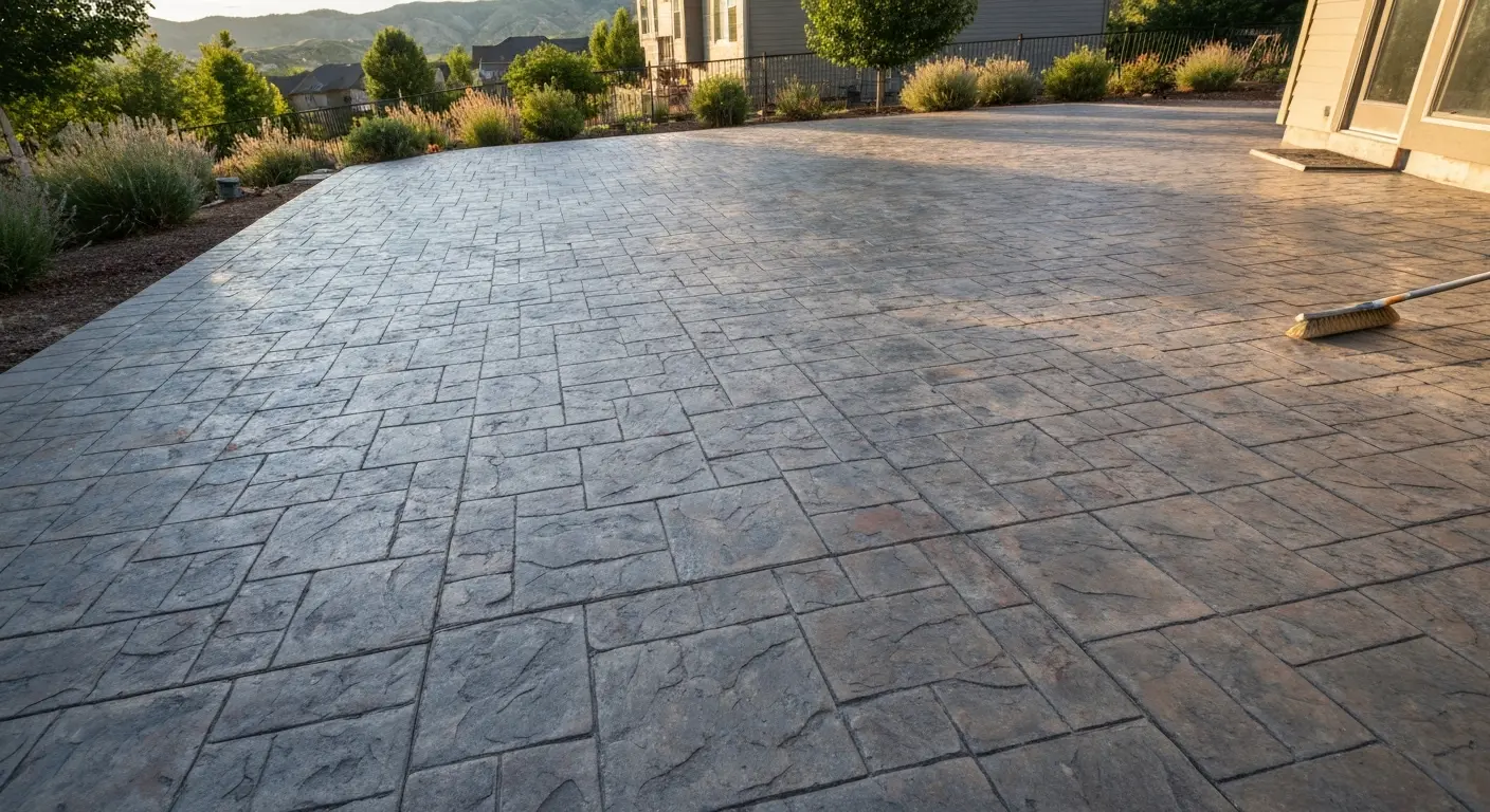 Stamped concrete patio installation