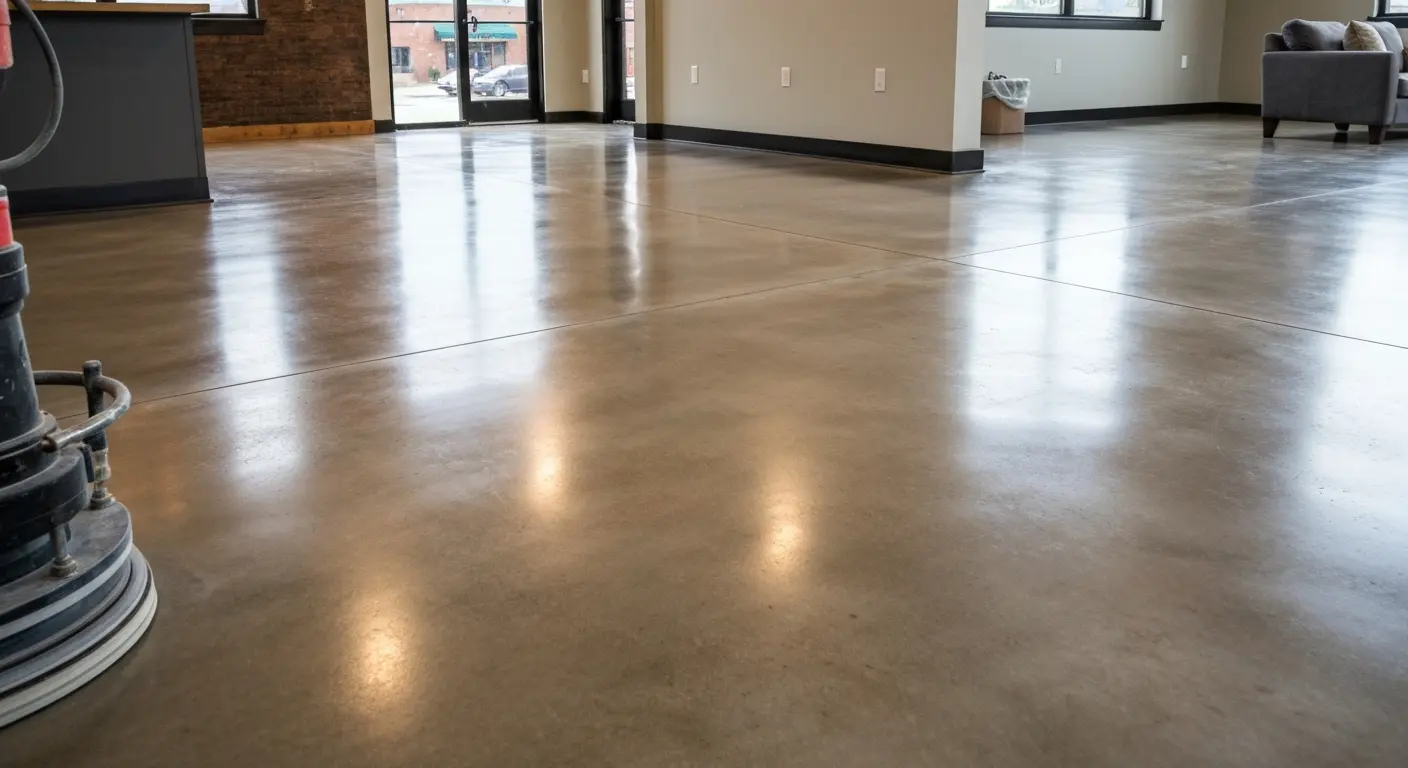 Sanded concrete floor