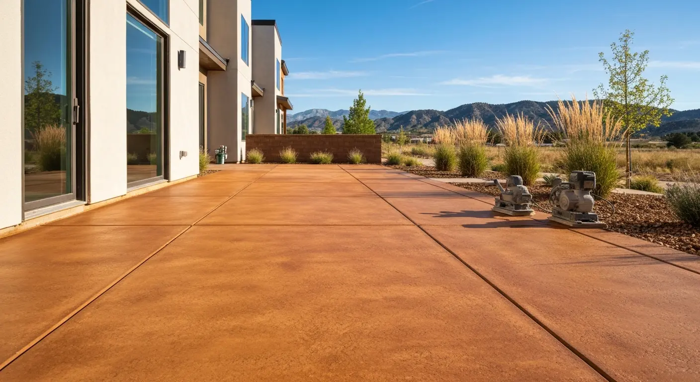 Sanded concrete patio with color stain
