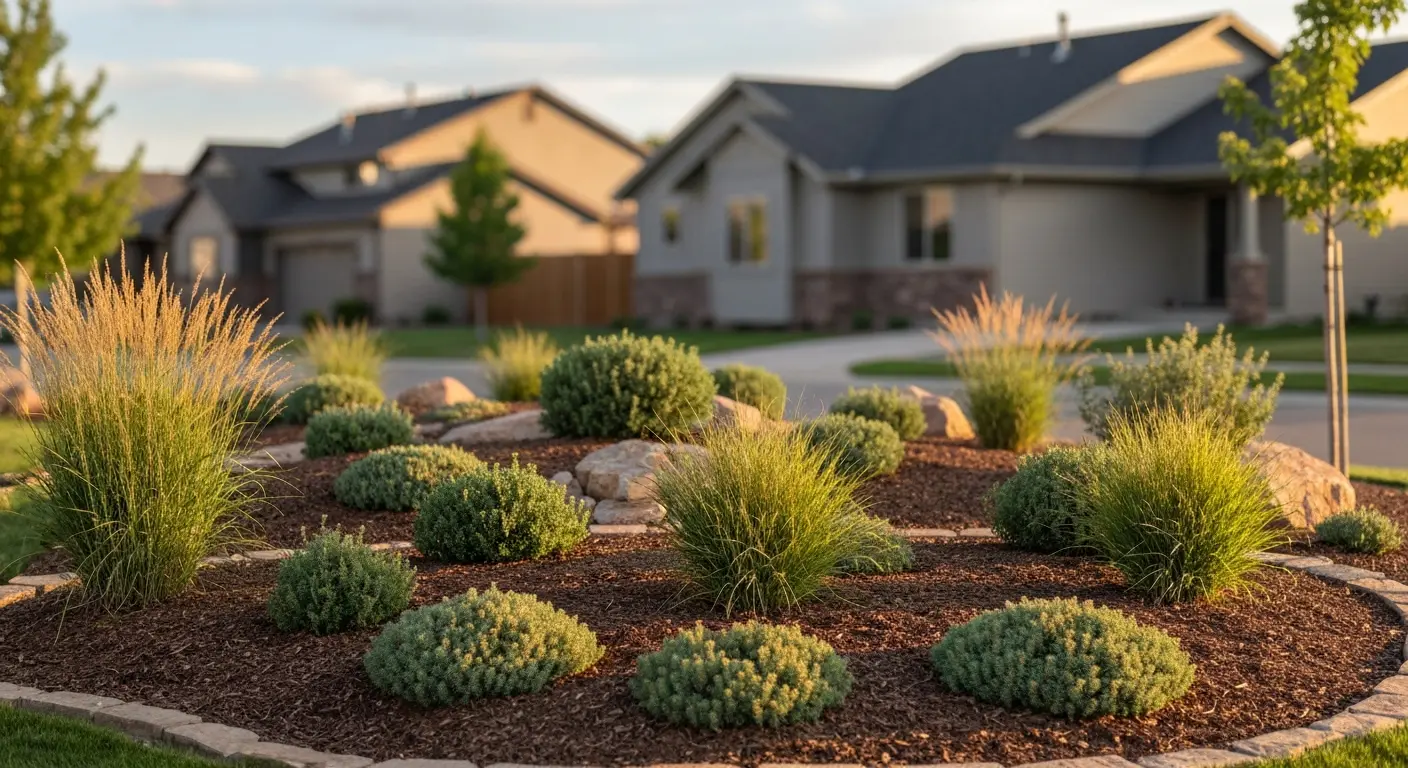 Xeriscape garden with drought tolerant plants