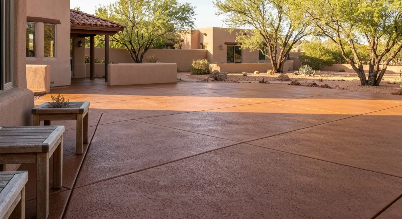 Sanded concrete patio