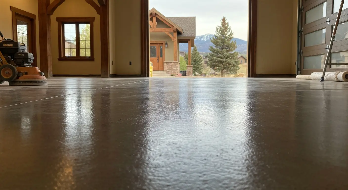 Sanded concrete garage floor