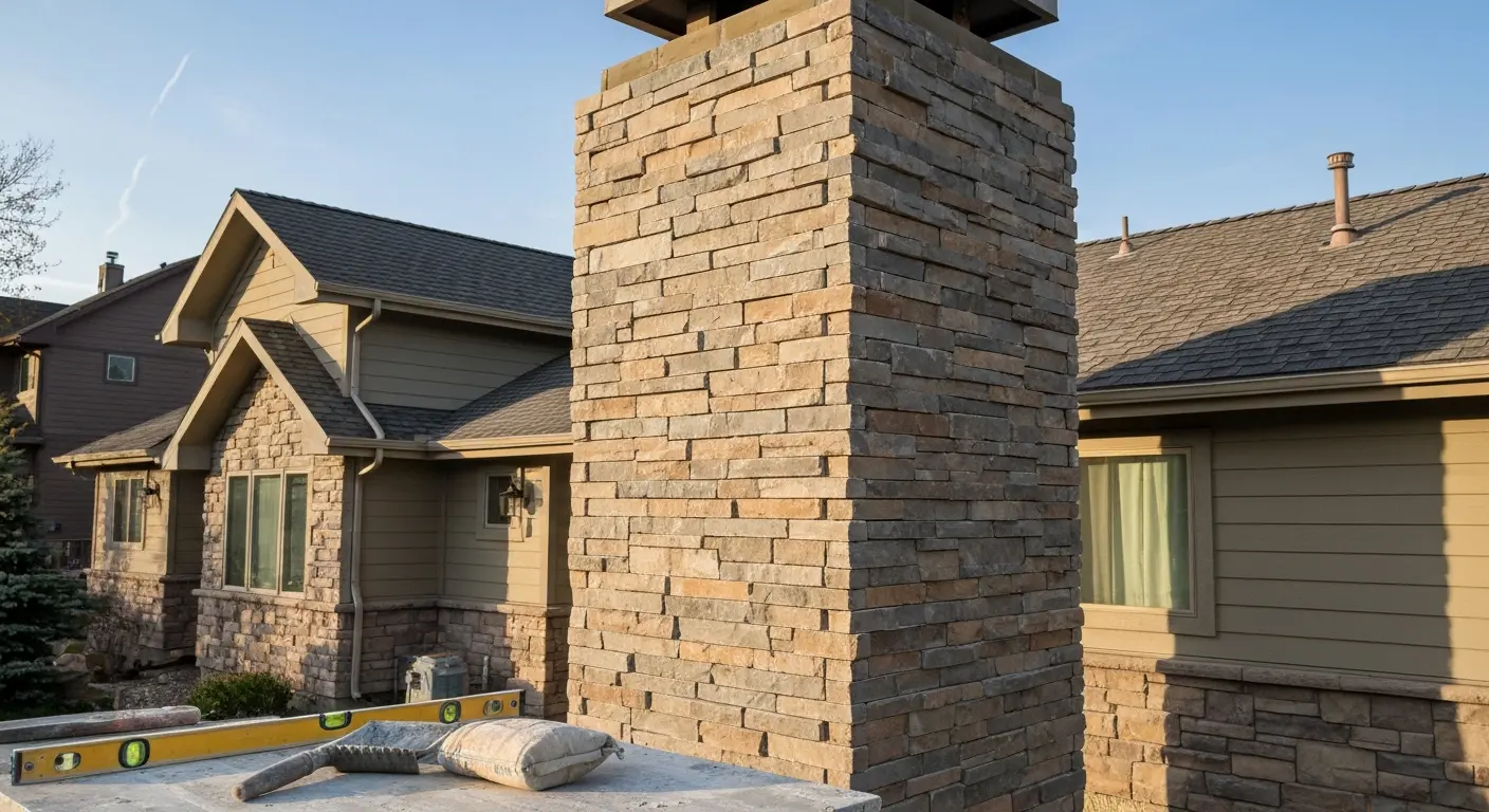 Stone veneer chimney project