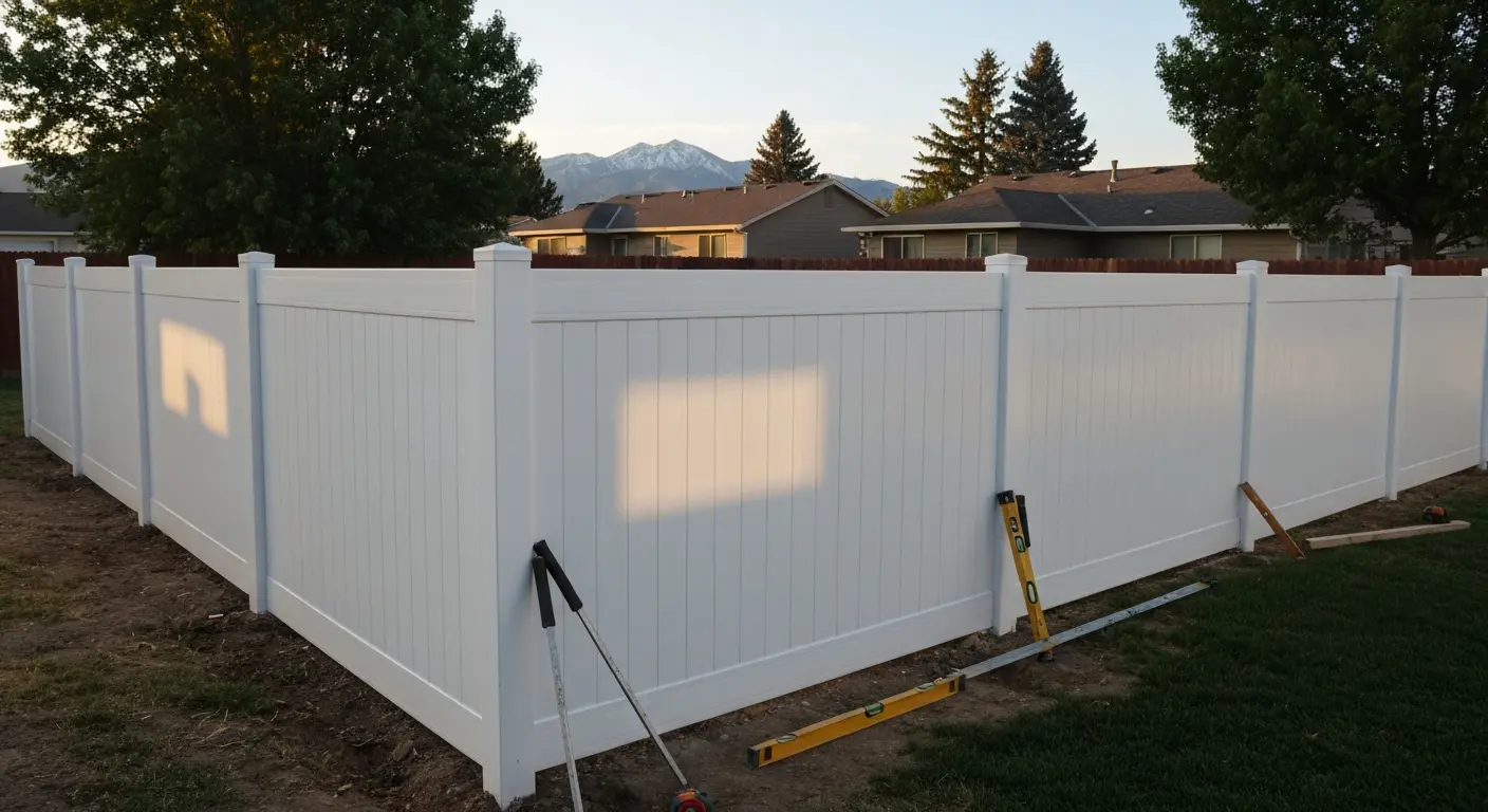 Privacy vinyl fence installation