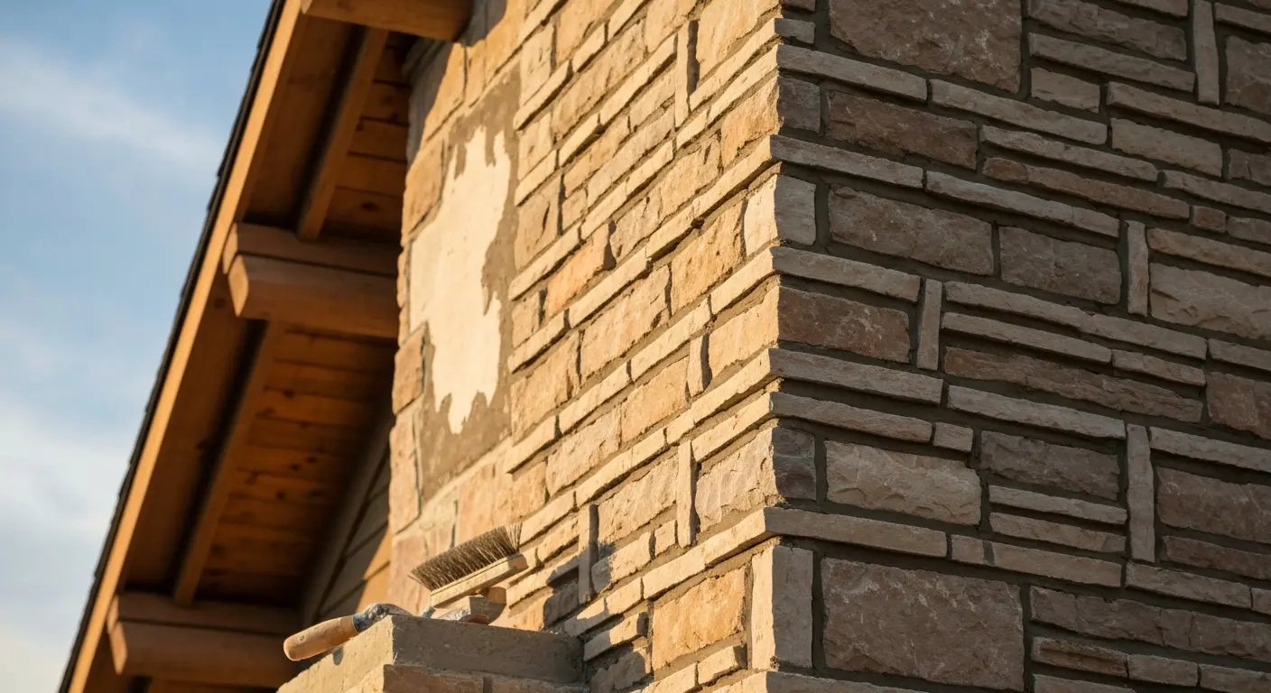 Stone veneer repair work