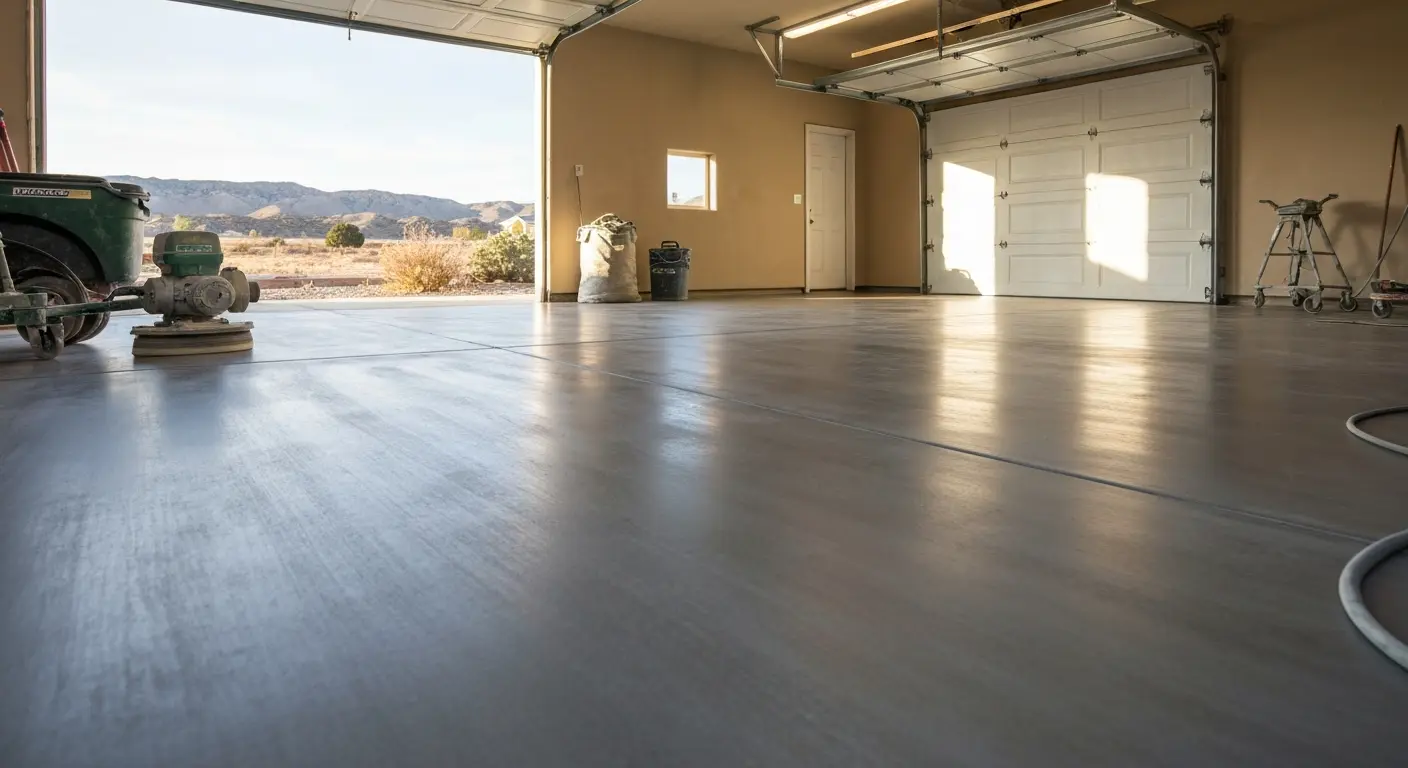 Sanded concrete floor