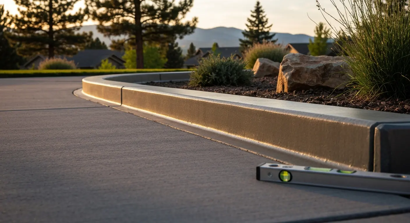 Concrete curbing in landscape