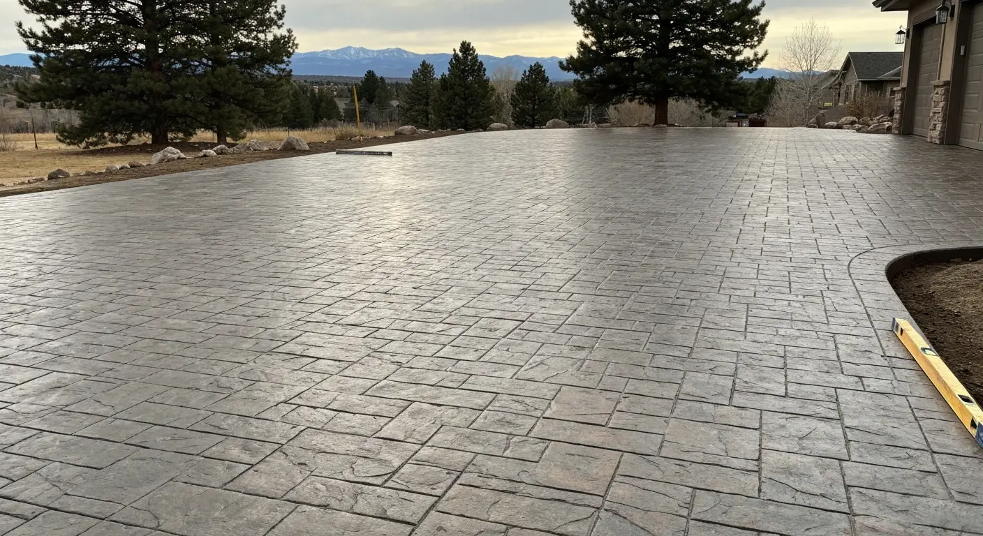 Stamped concrete driveway