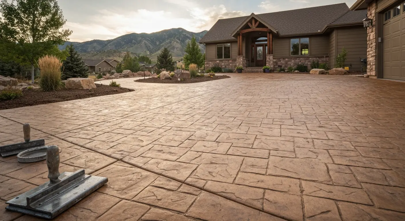 Stamped concrete driveway