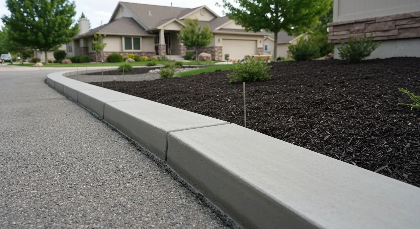 Concrete curbing along driveway