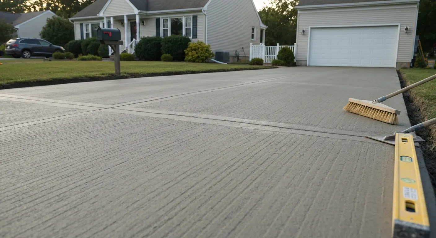 Broom-finish driveway