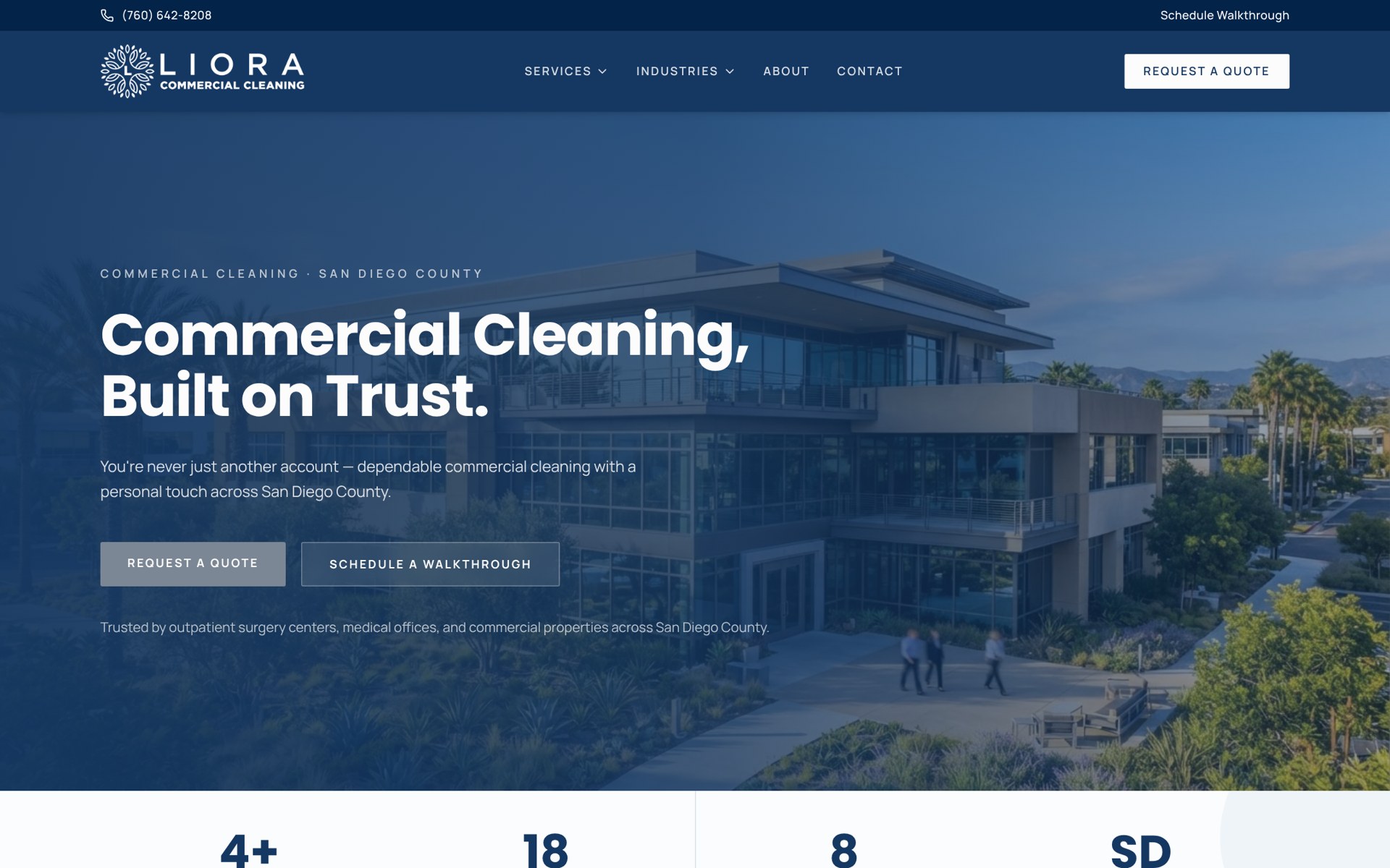 Liora Commercial Cleaning website screenshot