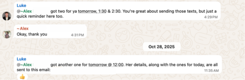 Agent message