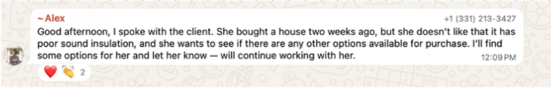Agent message