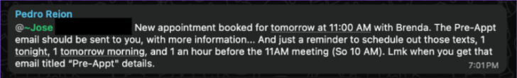 Agent message