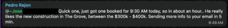 Agent message