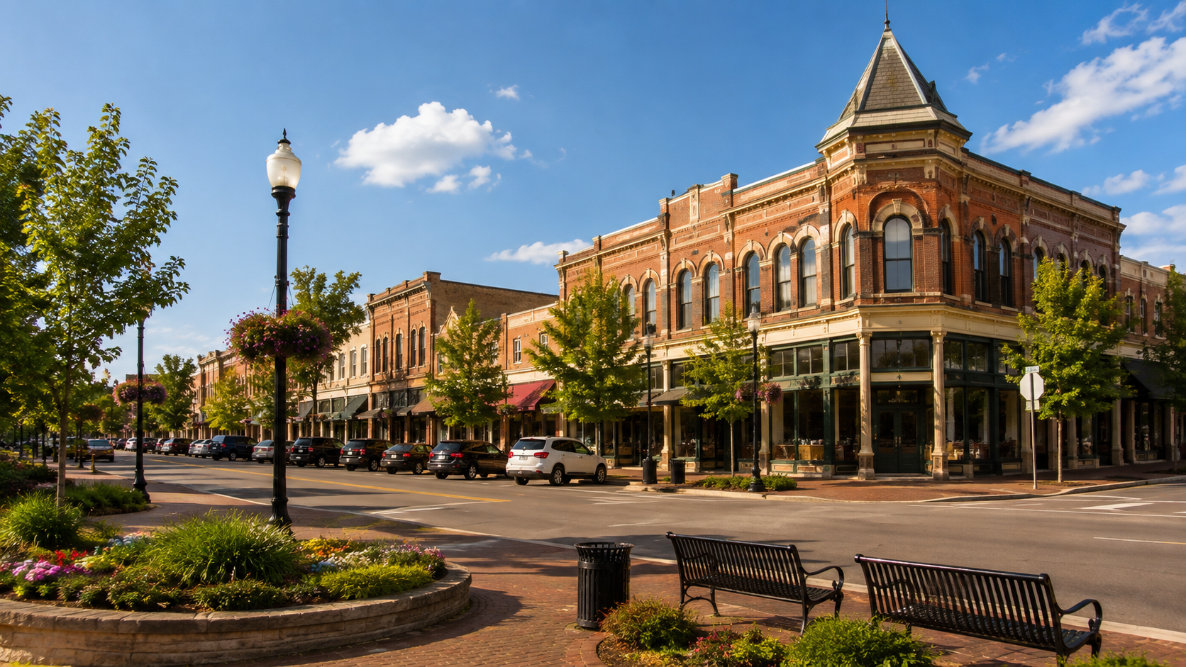 Historic downtown and community setting in Liberty, Missouri