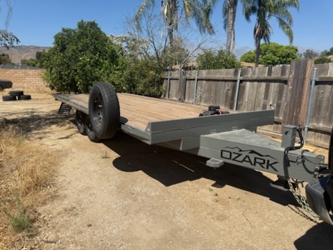 20 foot deckover trailer with a wood deck for rent in Yucaipa, CA