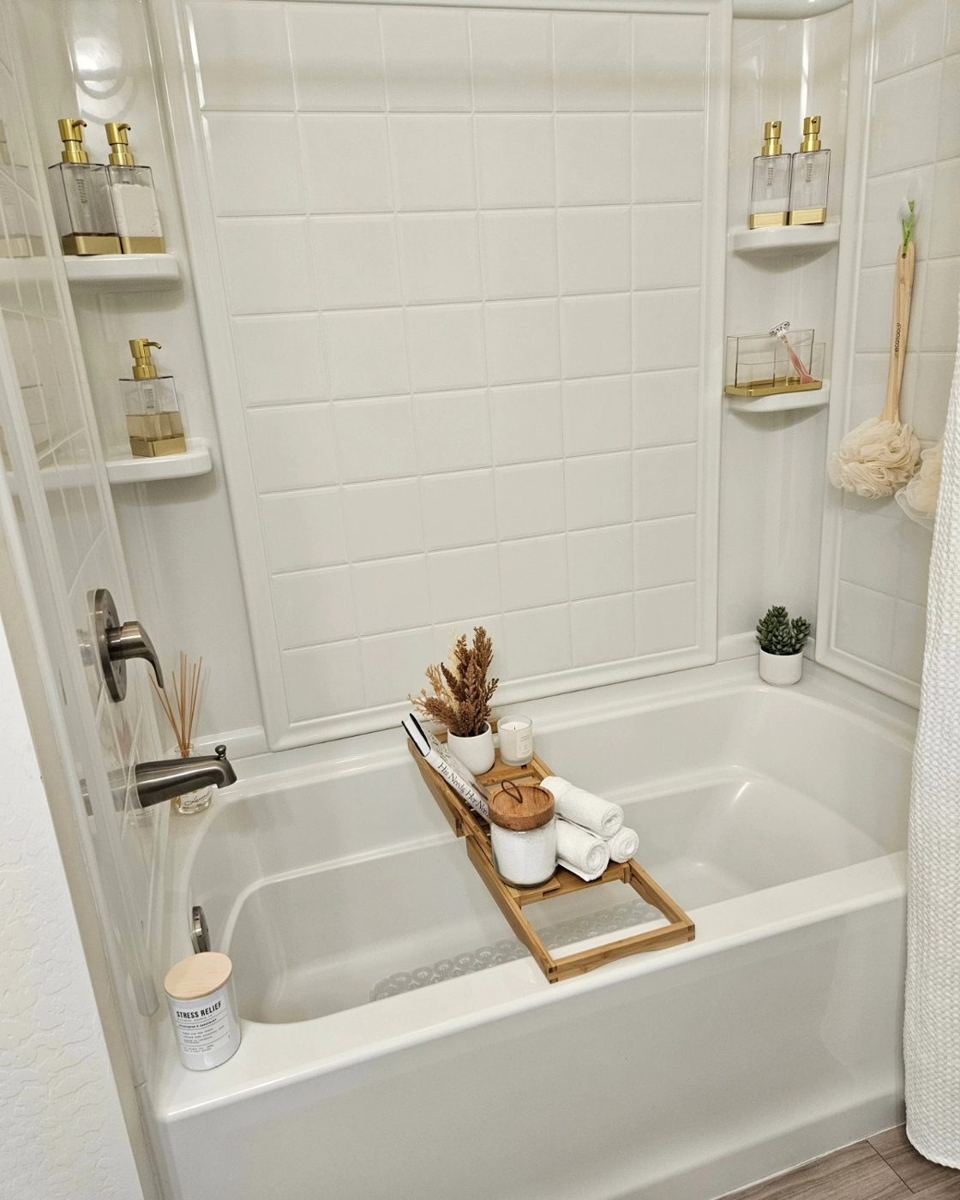 After: a clean, styled bathroom