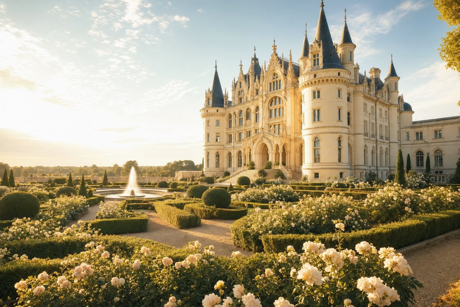 A sunlit castle estate with formal gardens — every home deserves to feel like a castle