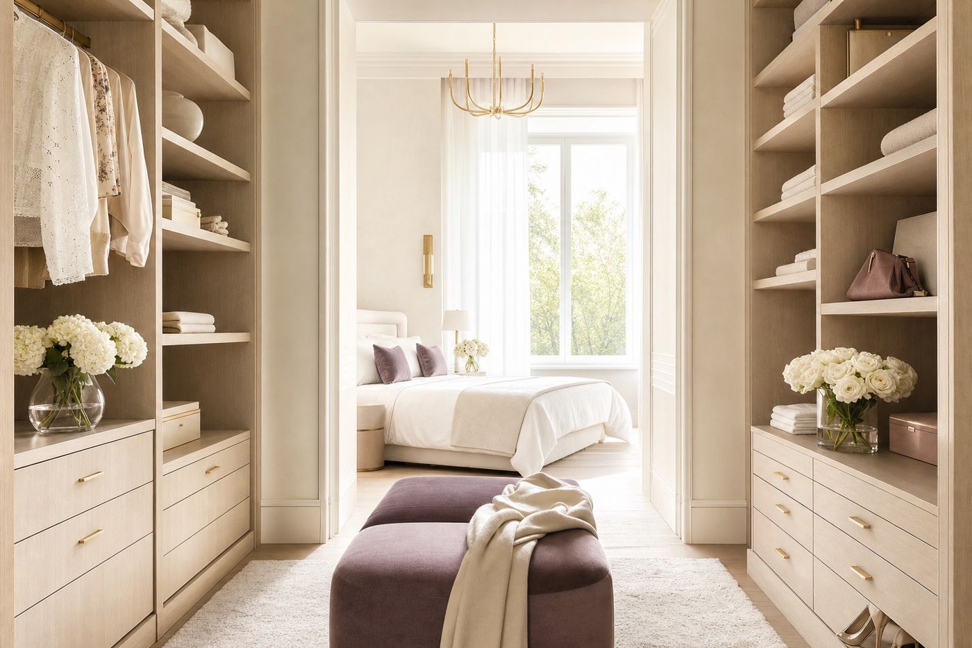 After: the same dressing room, organized by Enchanted Home Organizing