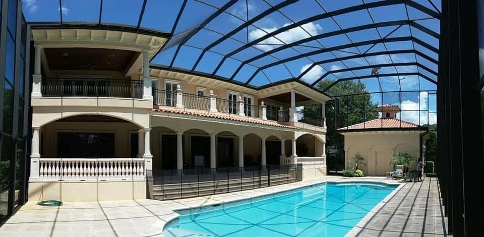 Pool cage re-screening with heavy-duty mesh in Tampa Bay, FL by Screen Boss