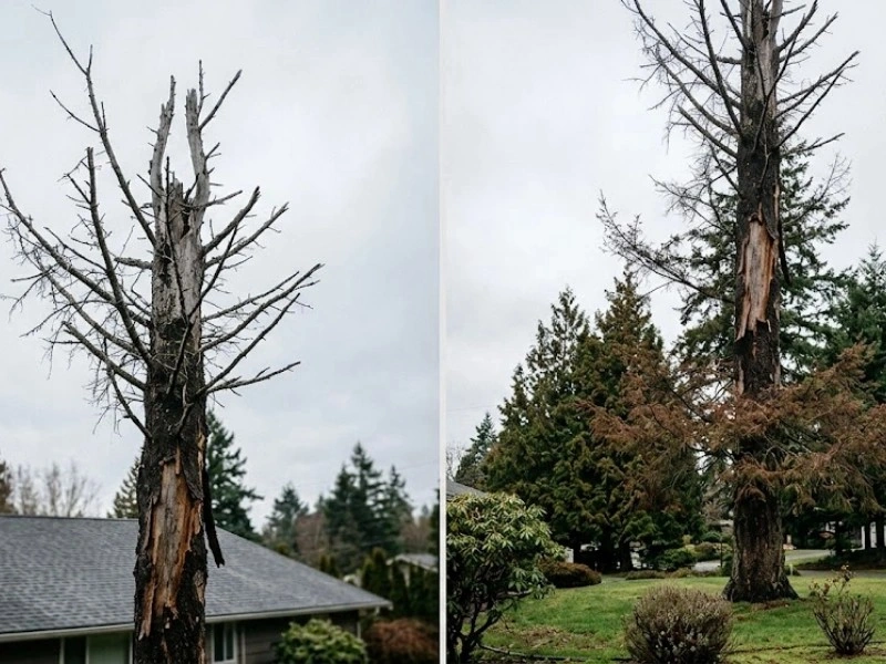 Tree Ninjas crew removing a dead standing Douglas fir snag from a residential property in Snohomish WA Tree Ninjas crew removing a dead standing Douglas fir snag from a residential property in Snohomish WA