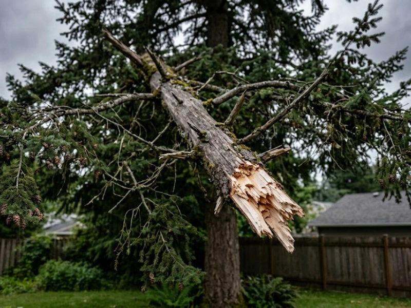 Tree Ninjas certified arborist removing dead branches during crown cleaning on a mature tree on a Snohomish WA property Tree Ninjas certified arborist removing dead branches during crown cleaning on a mature tree on a Snohomish WA property