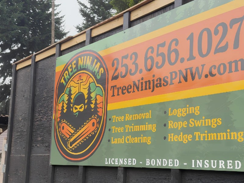 Tree Ninjas licensed bonded insured service truck for tree removal in the Pacific Northwest Tree Ninjas licensed bonded insured service truck for tree removal in the Pacific Northwest
