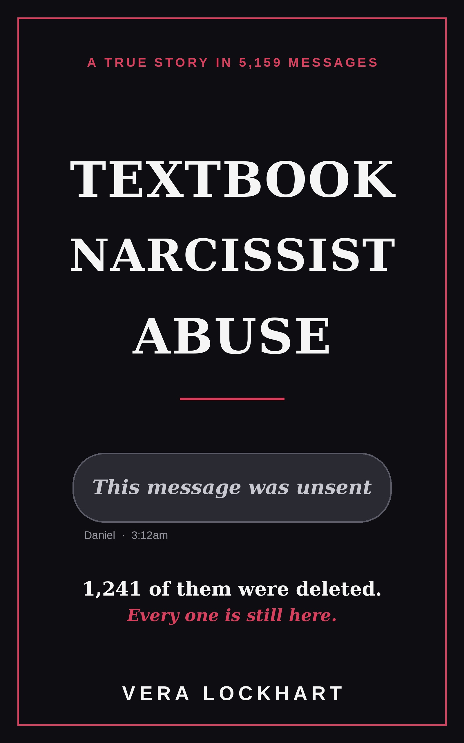 Cover of Textbook Narcissist Abuse by Vera Lockhart: a true story in 5,159 messages
