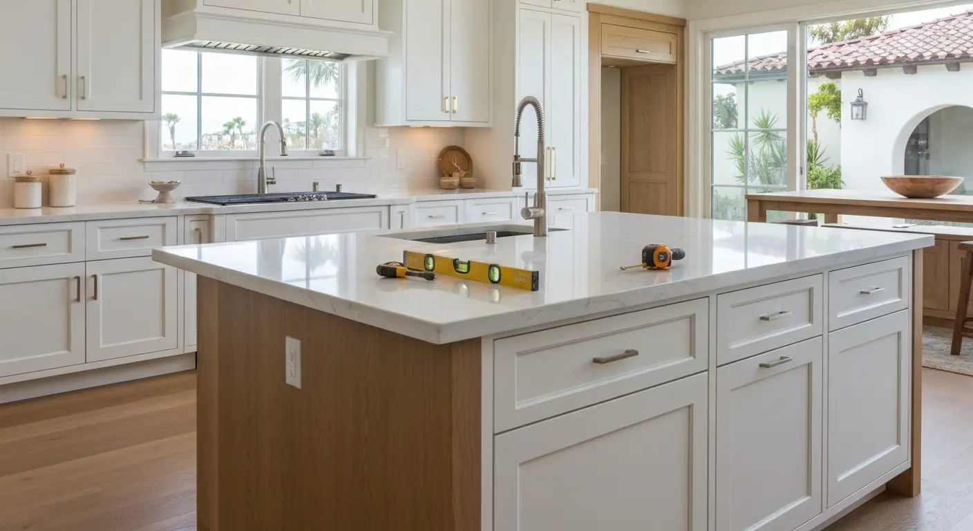 Custom kitchen island installation