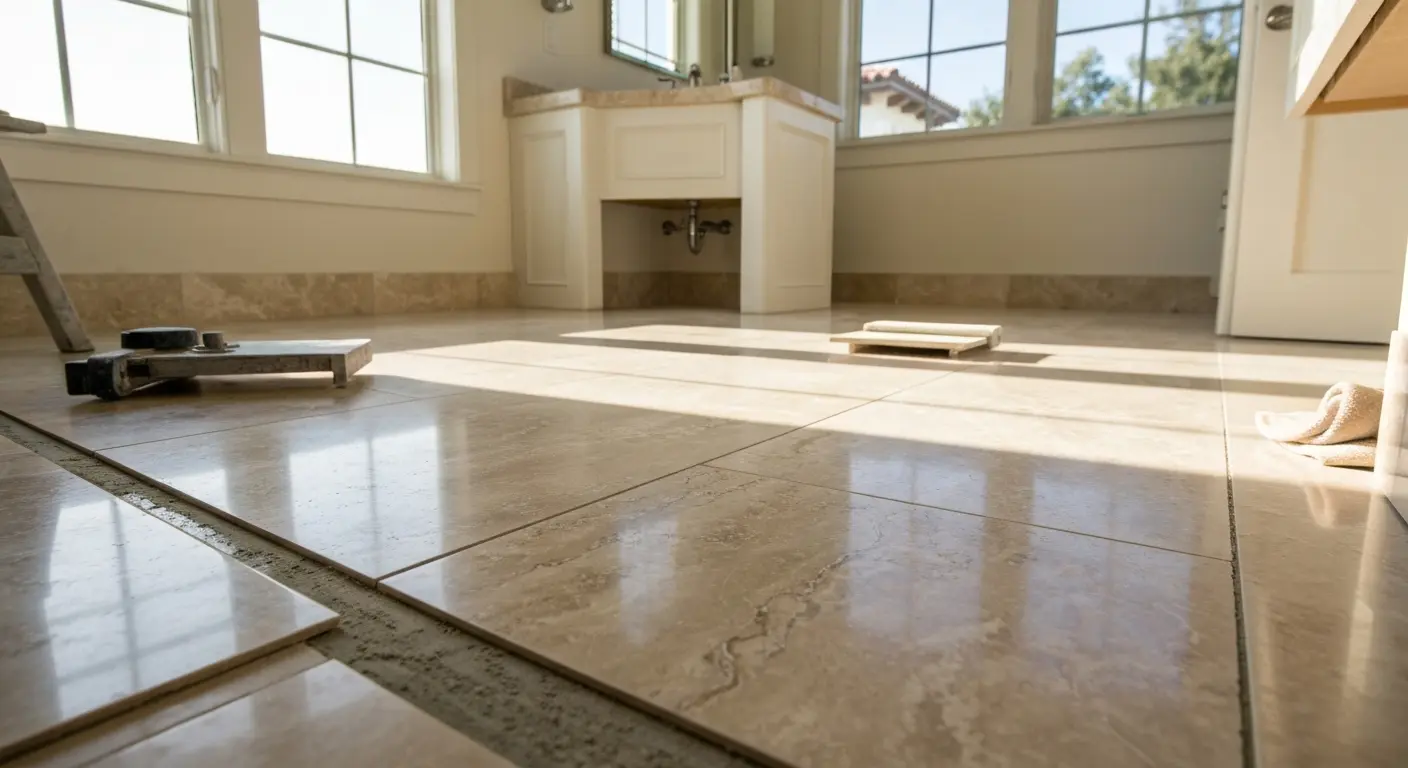 Natural stone bathroom flooring