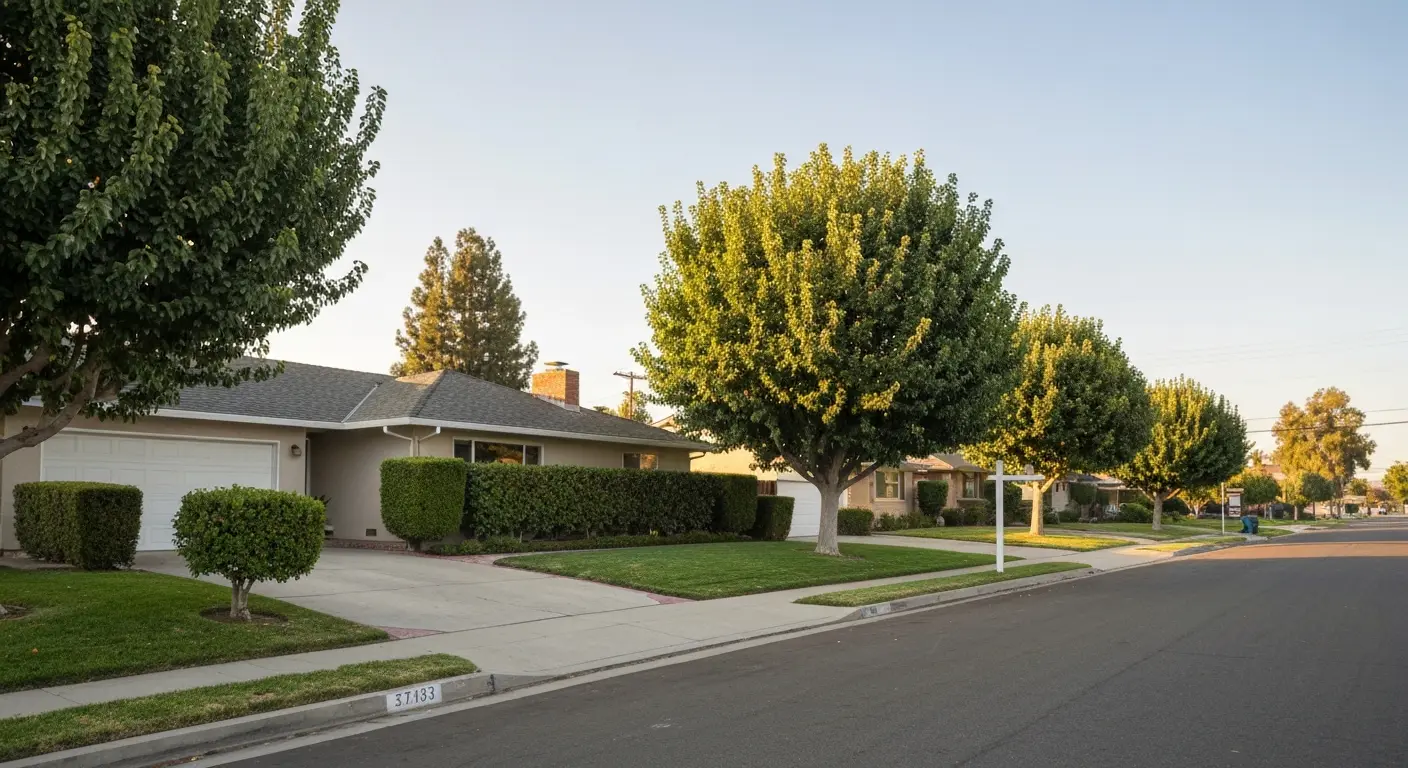 Garden Grove neighborhood street with ranch homes