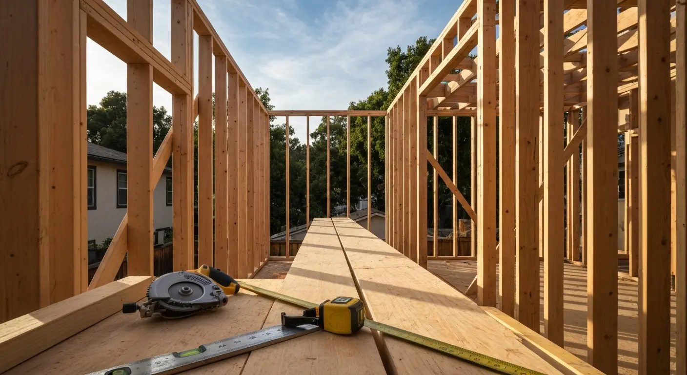 Room addition with new framing