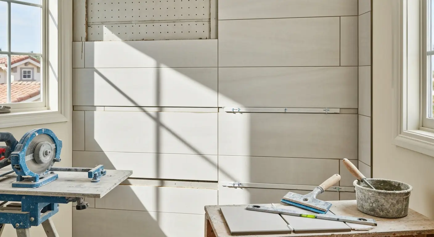 Bathroom wall tile installation
