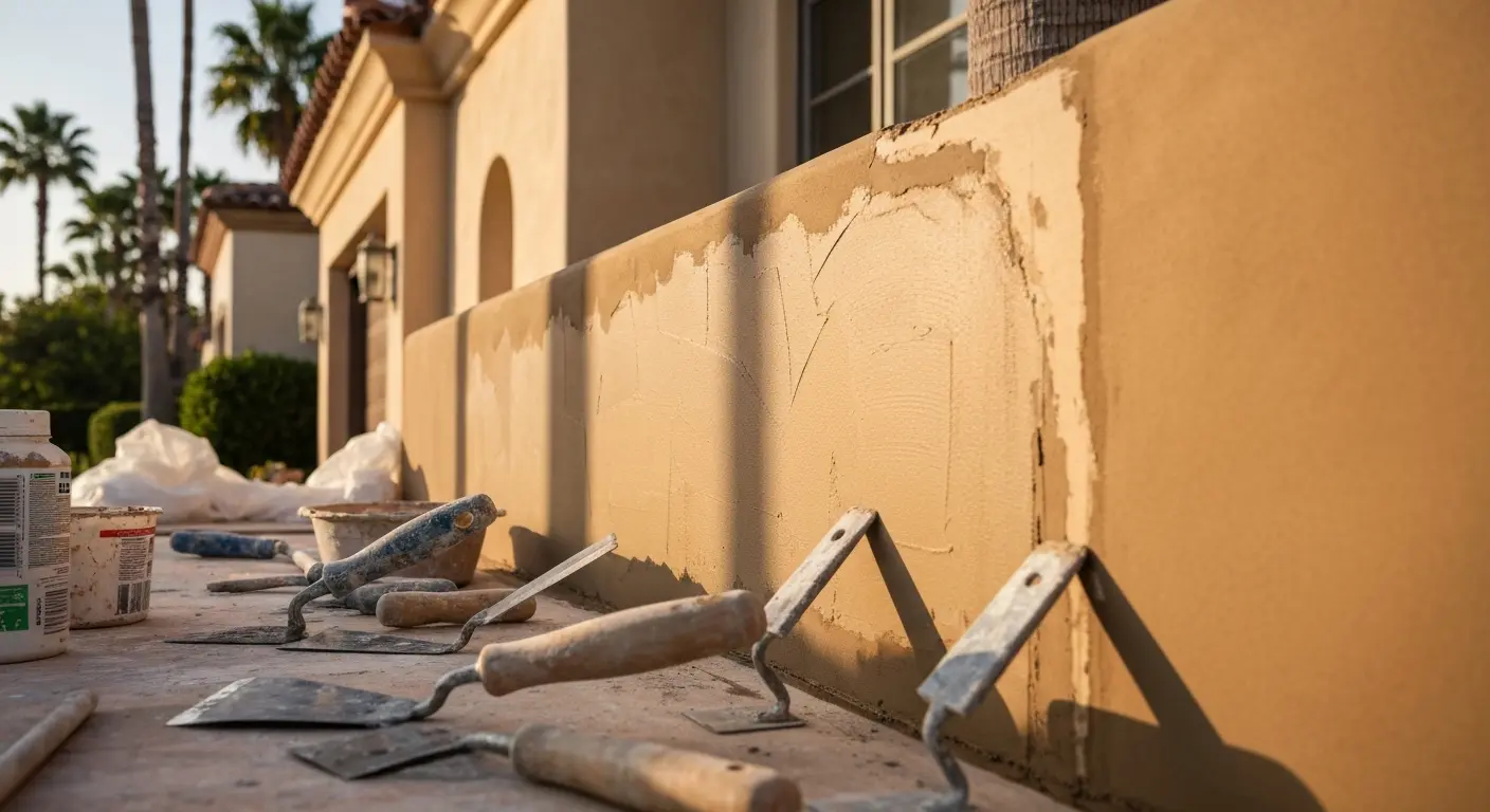 Stucco repair work in Newport Beach