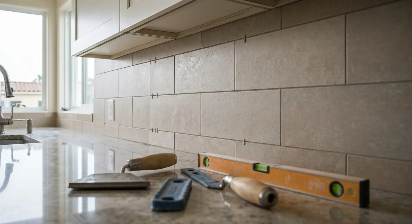 Kitchen backsplash tile installation