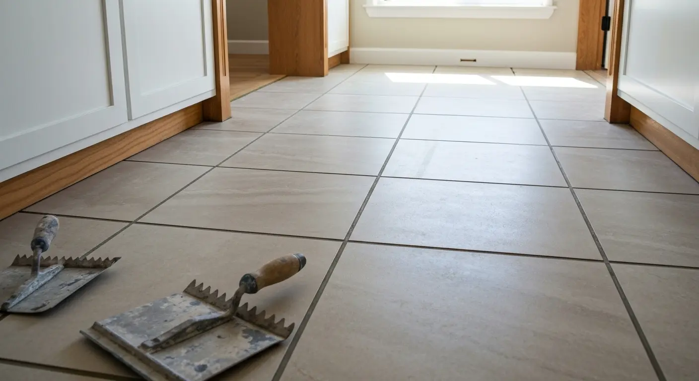 Kitchen floor tile installation