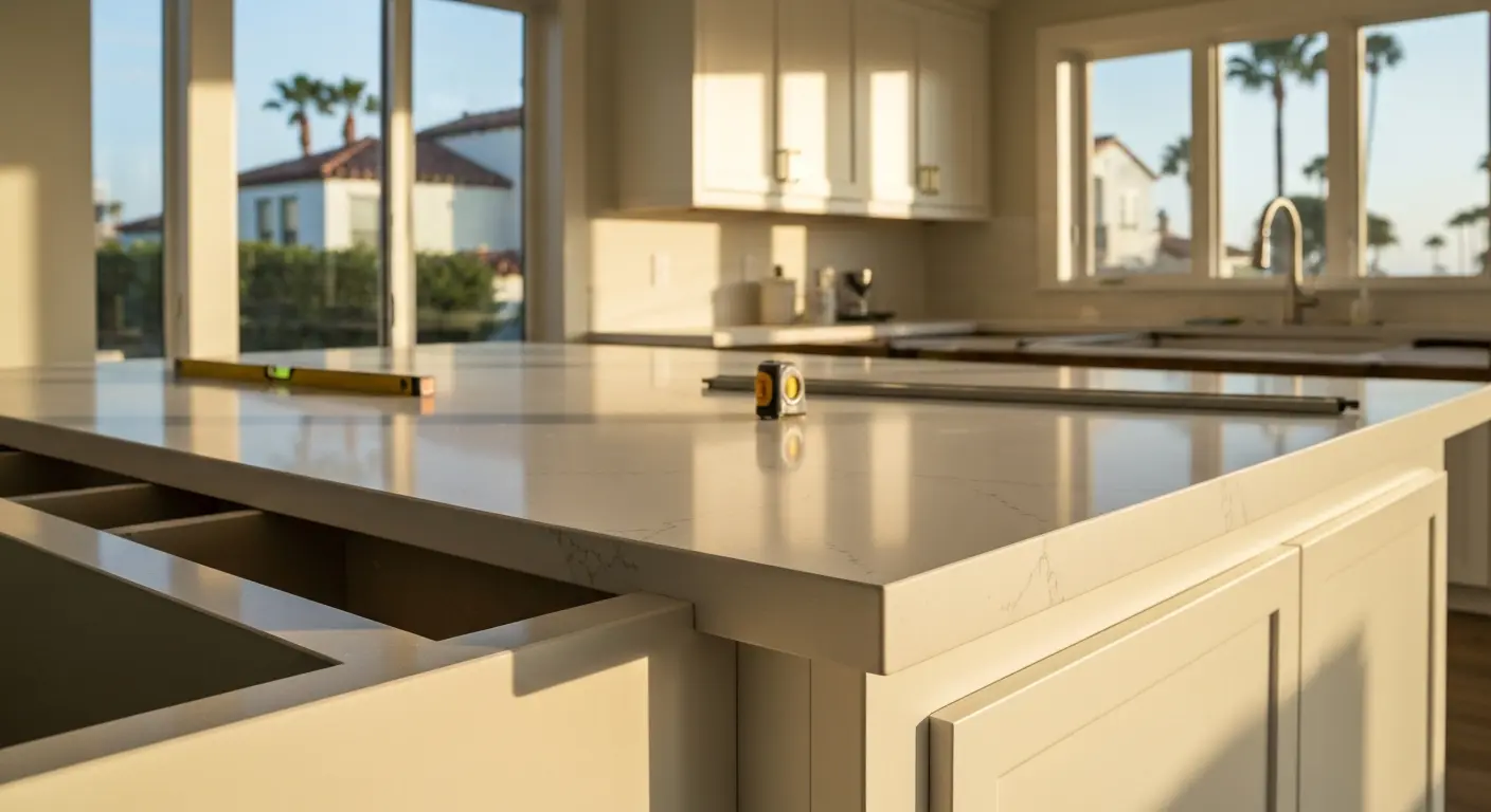 Quartz countertop installation