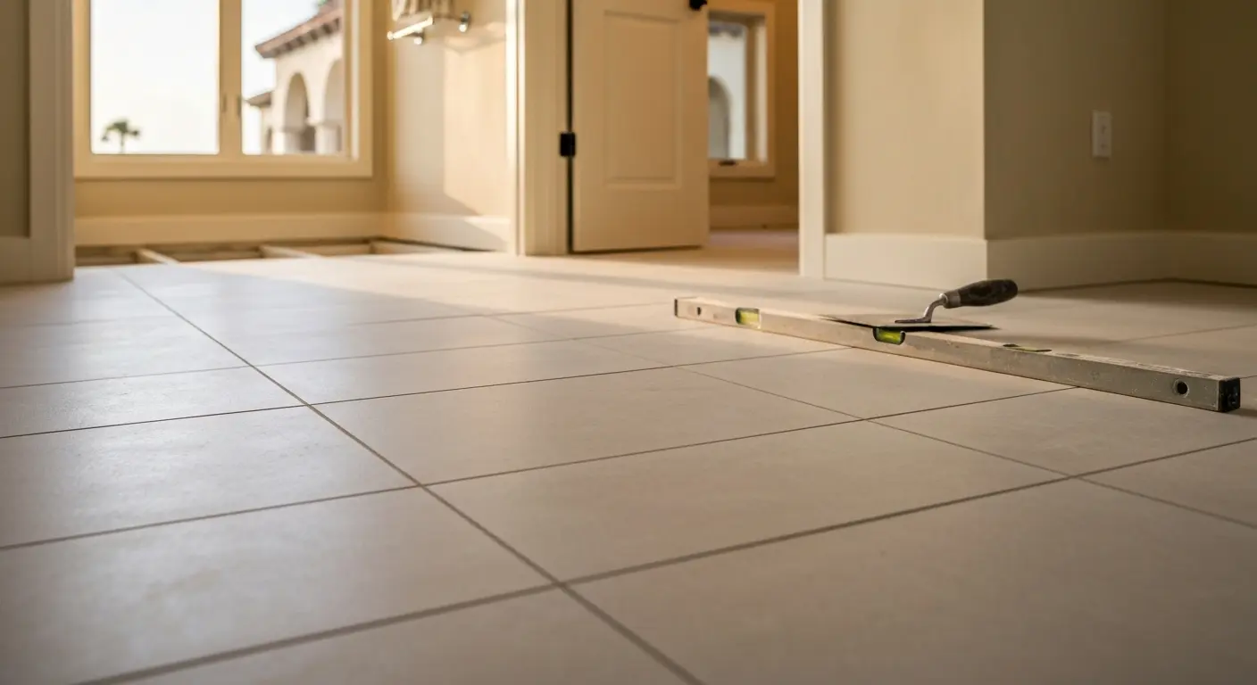 Porcelain tile flooring