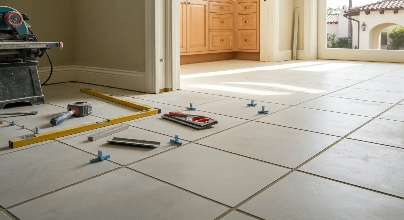 Bathroom floor tile installation