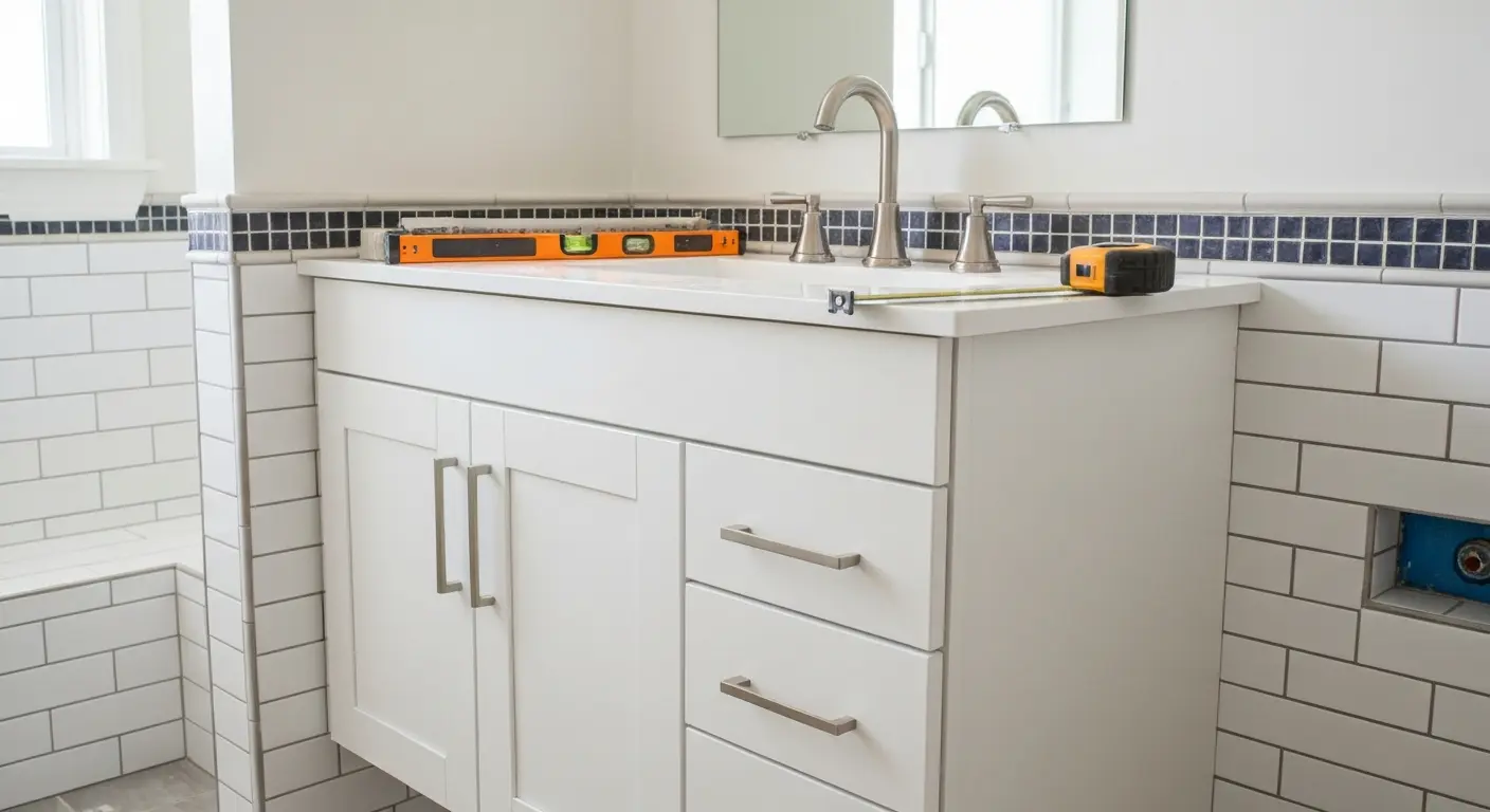 Bathroom remodel with new vanity