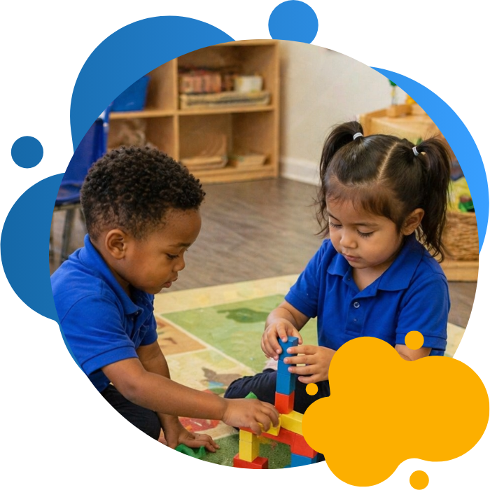 Young children exploring sensory toys at daycare