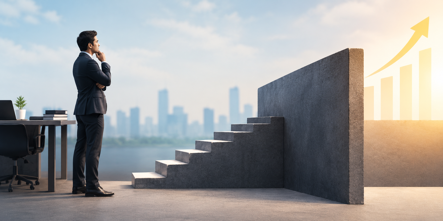 Professional thinking about career growth