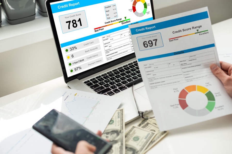 Credit report open on a laptop