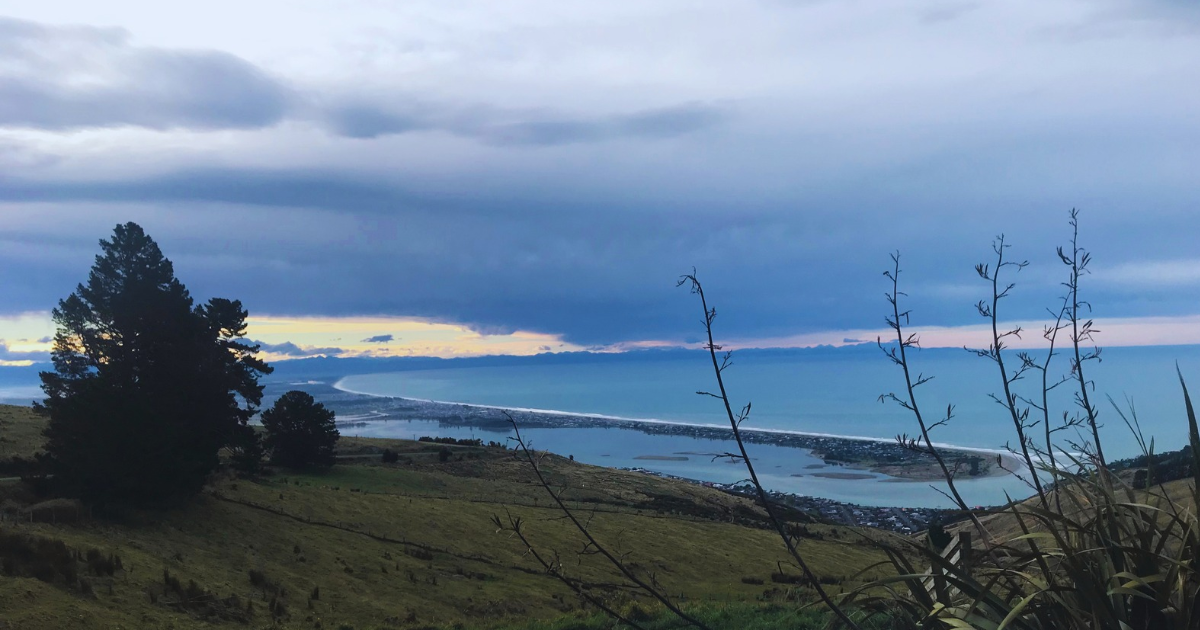 Aerial view of Christchurch's Eastern suburbs coastline
