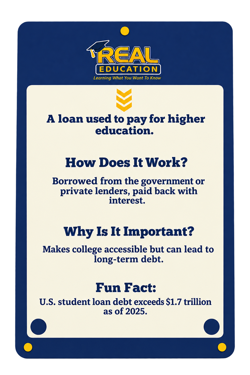Student Loan Flex Deck card — back